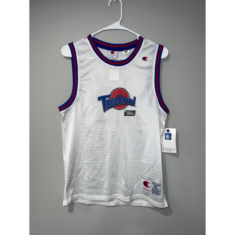 Champion Space Jam Tune Squad Jersey Kids XL White Mesh Basketball Tank Top